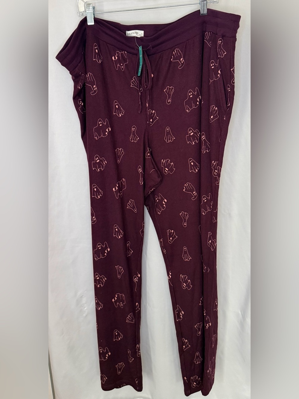 Maurices Maroon Pajama Pants with Light Pink Ghost Print 3X